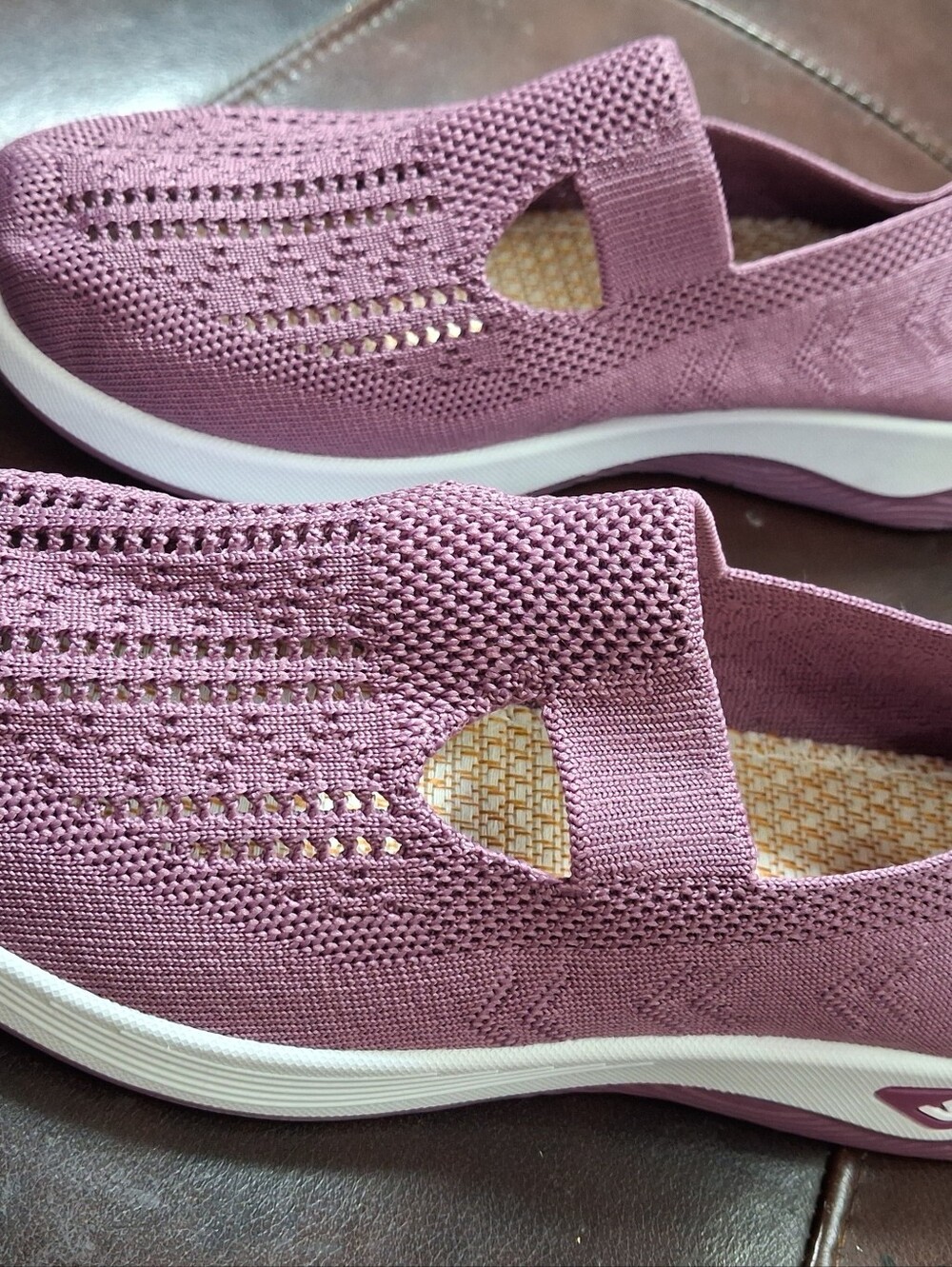 Comfort Knit Slip-On Walking Shoes in Dusty Plum - Picture 2 of 6